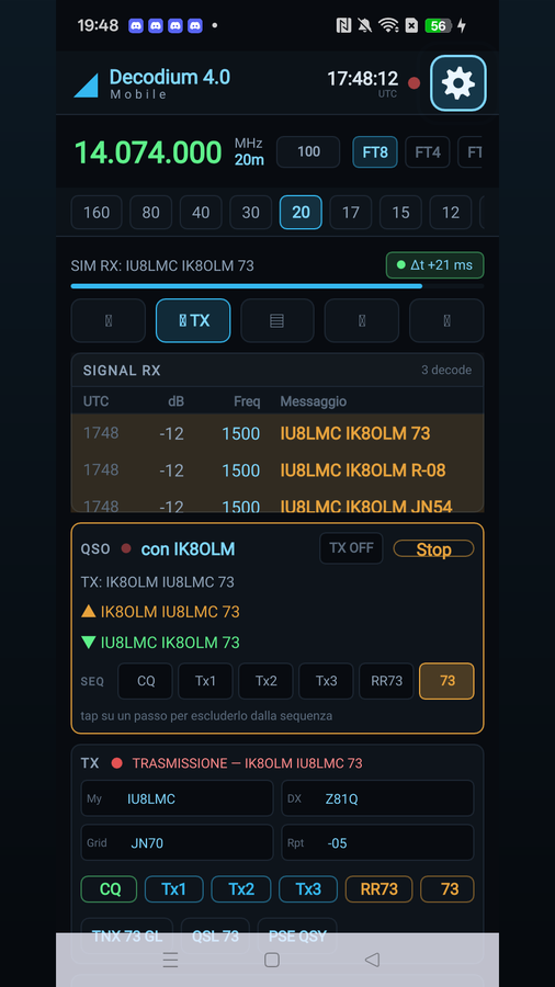 Decodium Mobile — station link via Decolink relay